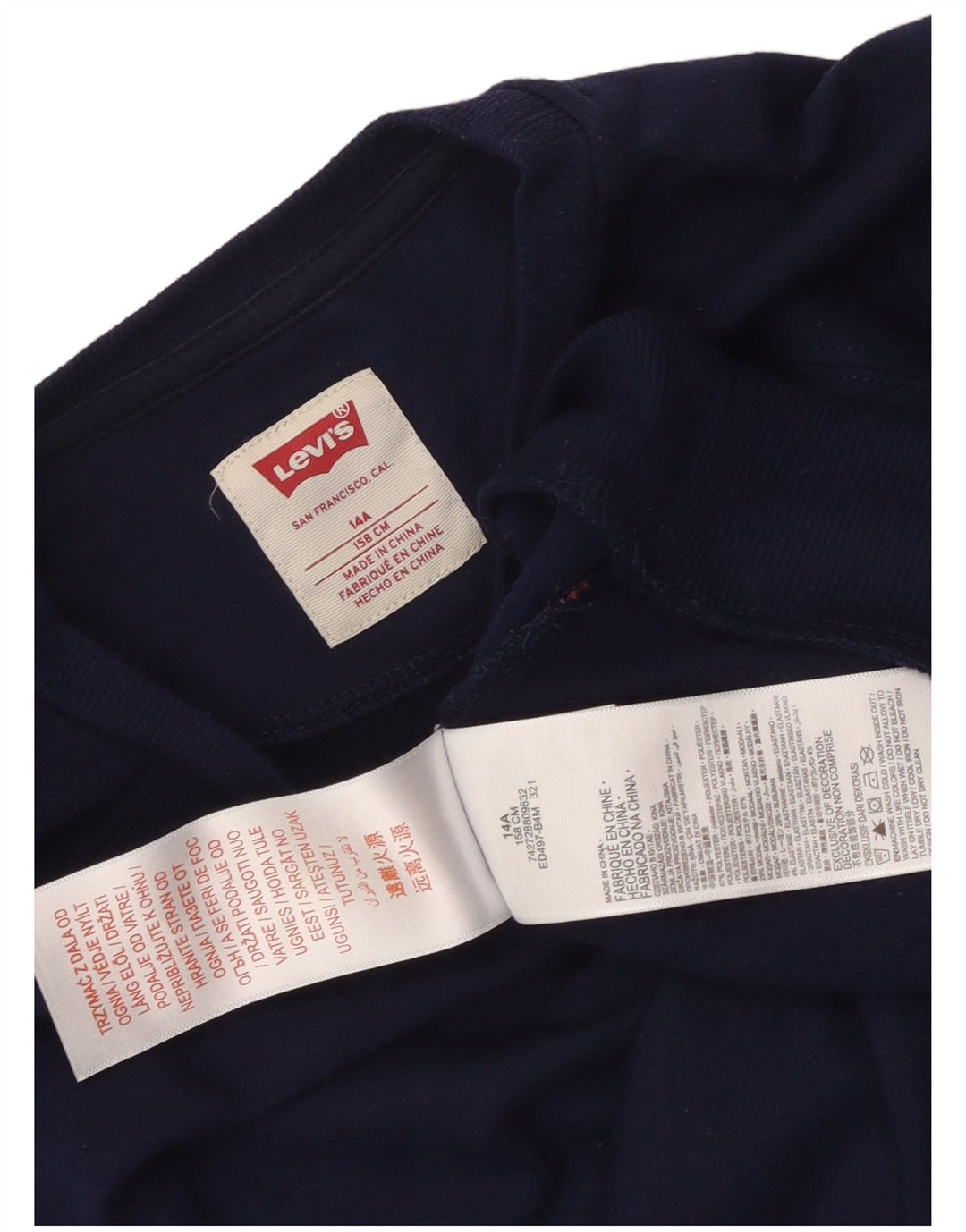 Levi's Sweat-shirt court pour fille 13-14 ans Bleu marine Polyester