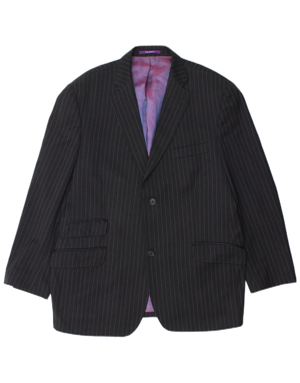 TED BAKER Veste blazer à 2 boutons pour homme UK 44 2XL Laine à fines rayures noires