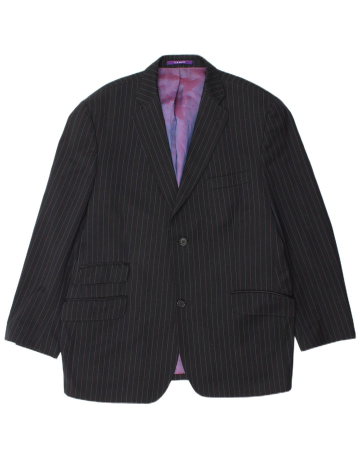 TED BAKER Veste blazer à 2 boutons pour homme UK 44 2XL Laine à fines rayures noires