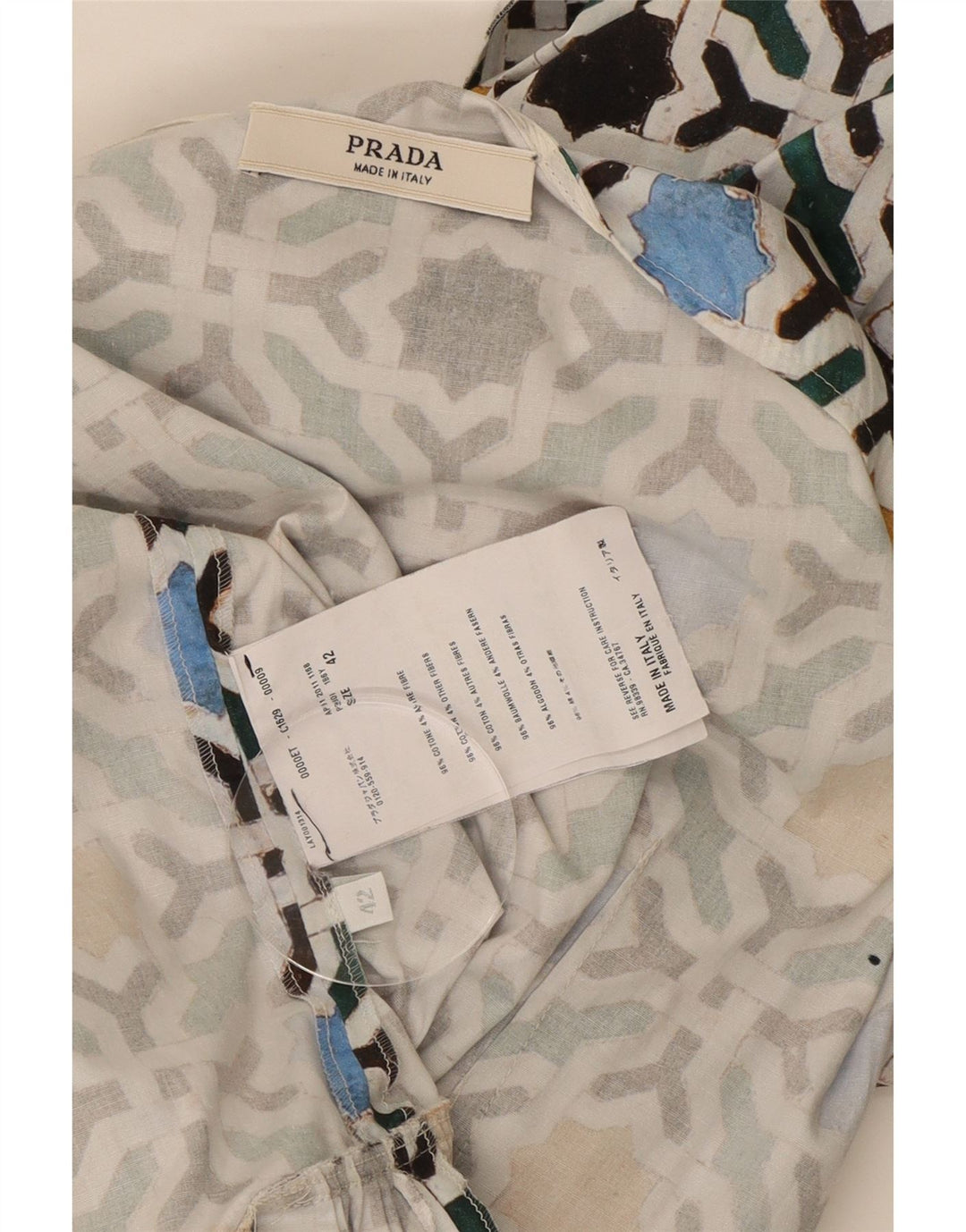 Prada Femme Robe D'été IT 42 Moyen Multicolore Géométrique Coton