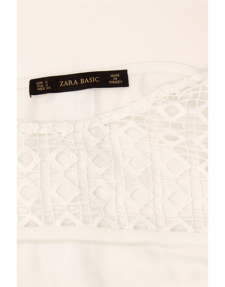 ZARA Womens Long Sleeve Blouse Top UK 10 Small White