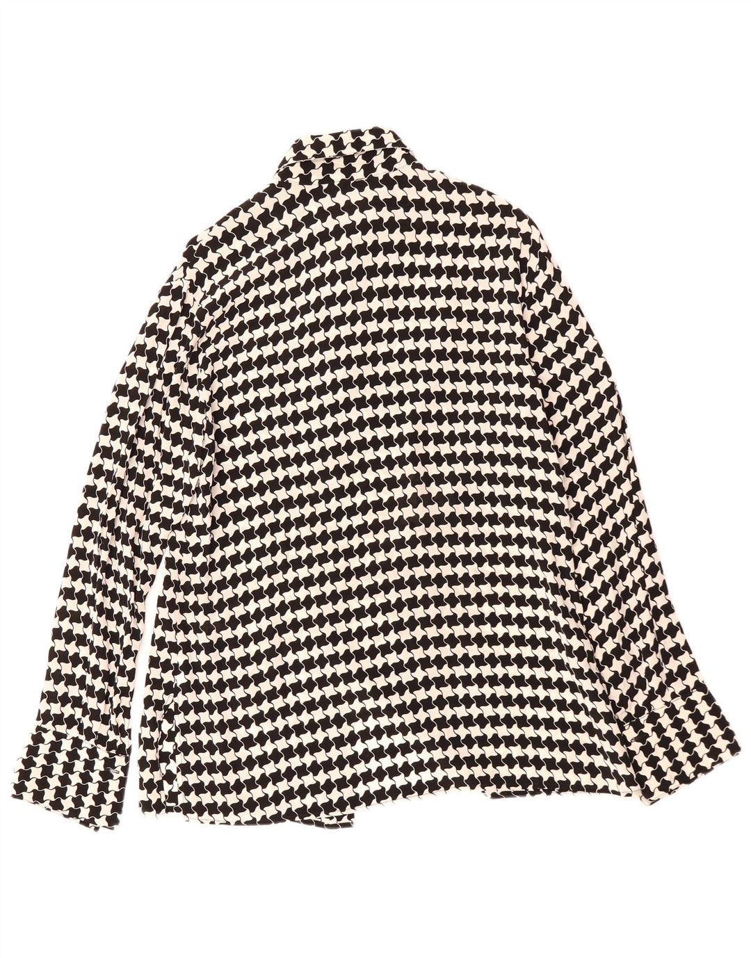 VINTAGE Chemisier Femme IT 46 Large Noir Pied-de-Poule Viscose