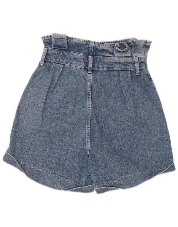 Topshop Short en jean taille haute pour femme UK 8 Small W25 Bleu Coton