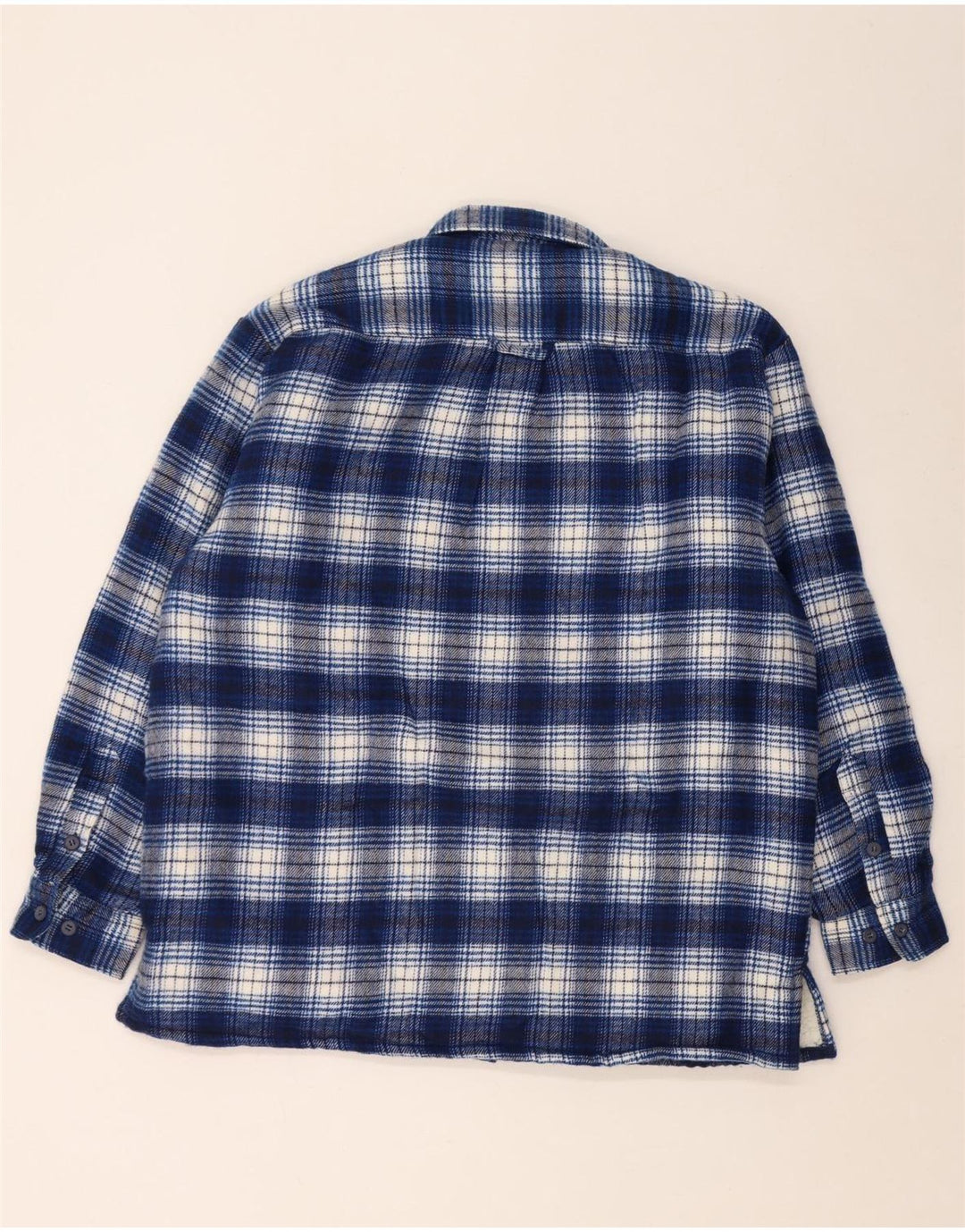 vintage Mens Lumberjack Flanelle Chemise Grand Bleu Check Acrylique