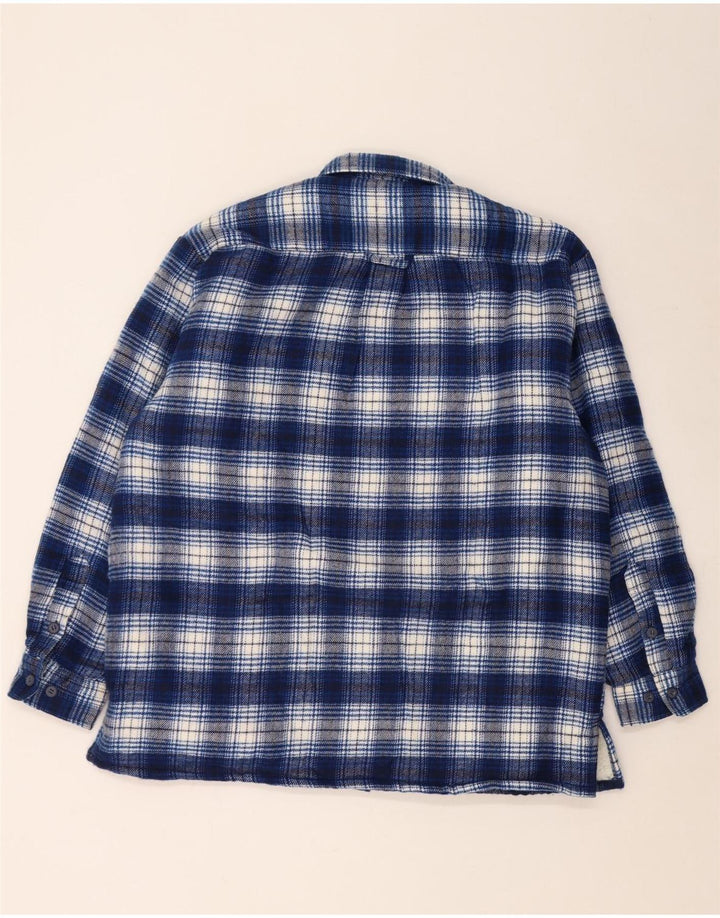 vintage Mens Lumberjack Flanelle Chemise Grand Bleu Check Acrylique
