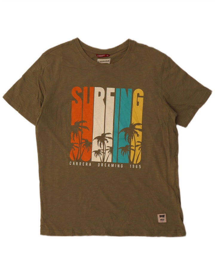 Carrera Homme T-Shirt Graphique Top Kaki Moucheté Moucheté