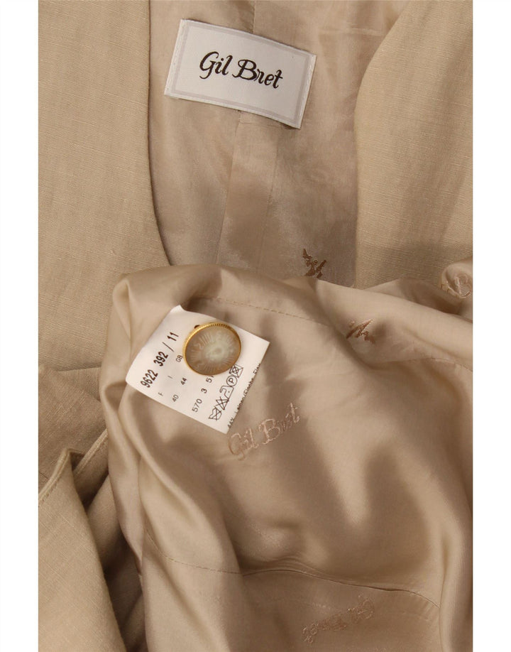 Gil Bret Veste Blazer 3 Boutons Femme UK 12 Lin Beige Moyen