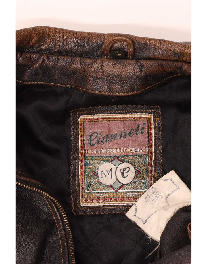 veste en cuir homme vintage UK 40 Grand Marron