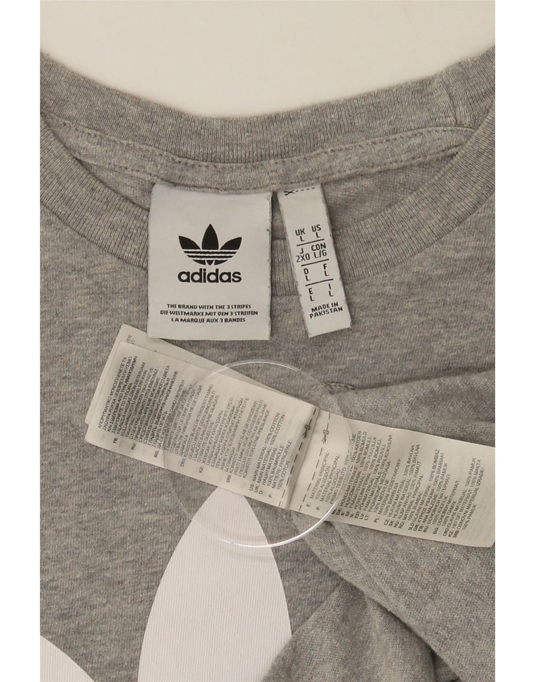 ADIDAS Mens Graphic T-Shirt Top Large Grey Cotton Vintage Adidas and Second-Hand Adidas from Messina Hembry 