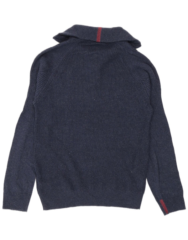 White Stuff Pull Col Zippé Homme XL Bleu Marine Laine d'Agneau
