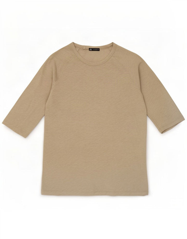 Zara Femme Top Manches 3/4 UK 12 Gris Moyen Coton