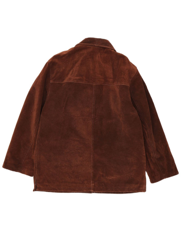 Braschi Veste blazer surdimensionnée en daim à 4 boutons pour femme IT 42 Marron moyen