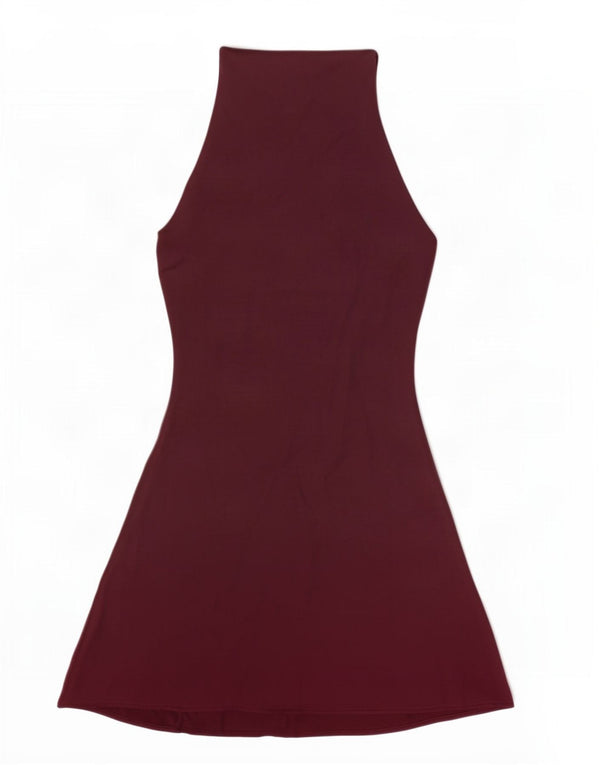 Zara Robe Licou Femme UK 10 Petit Bordeaux Polyester