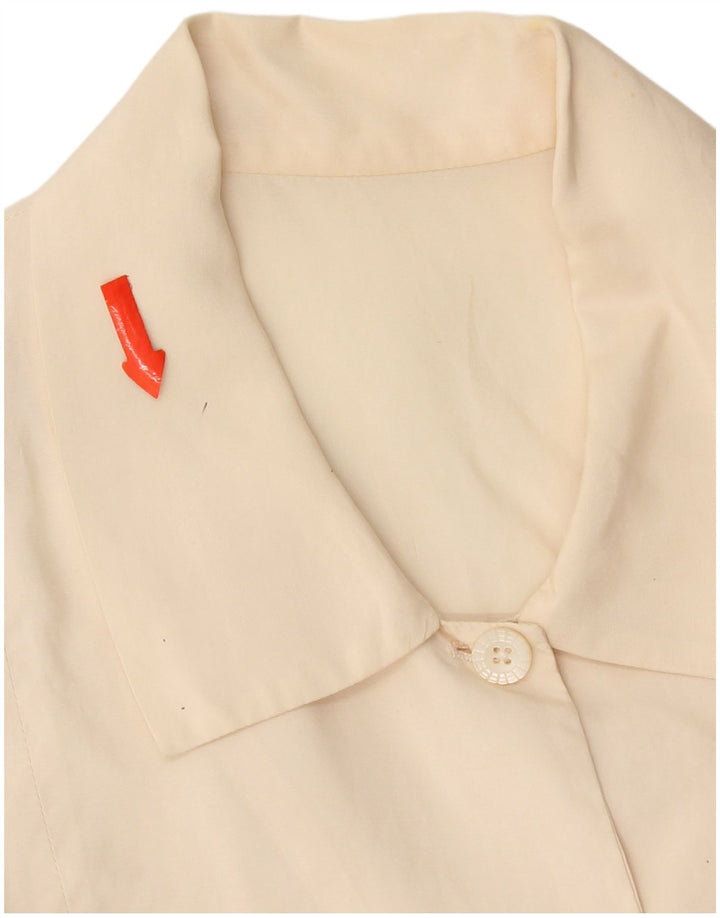 vintage Femme Crop Shirt Blouse UK 14 Beige Moyen