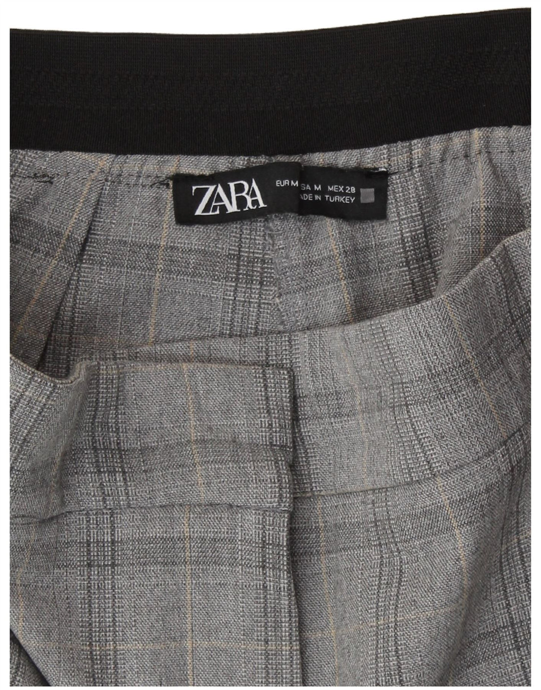 Pantalon Chino Slim Femme Zara Moyen W28 L27 Gris Carreaux Polyester