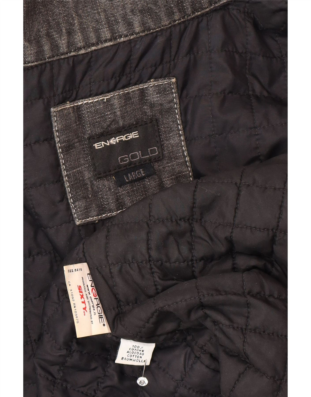 Energie Veste en jean pour homme UK 40 Large Gris Colorblock Coton