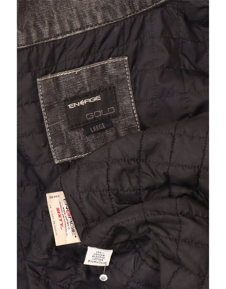 Energie Veste en jean pour homme UK 40 Large Gris Colorblock Coton