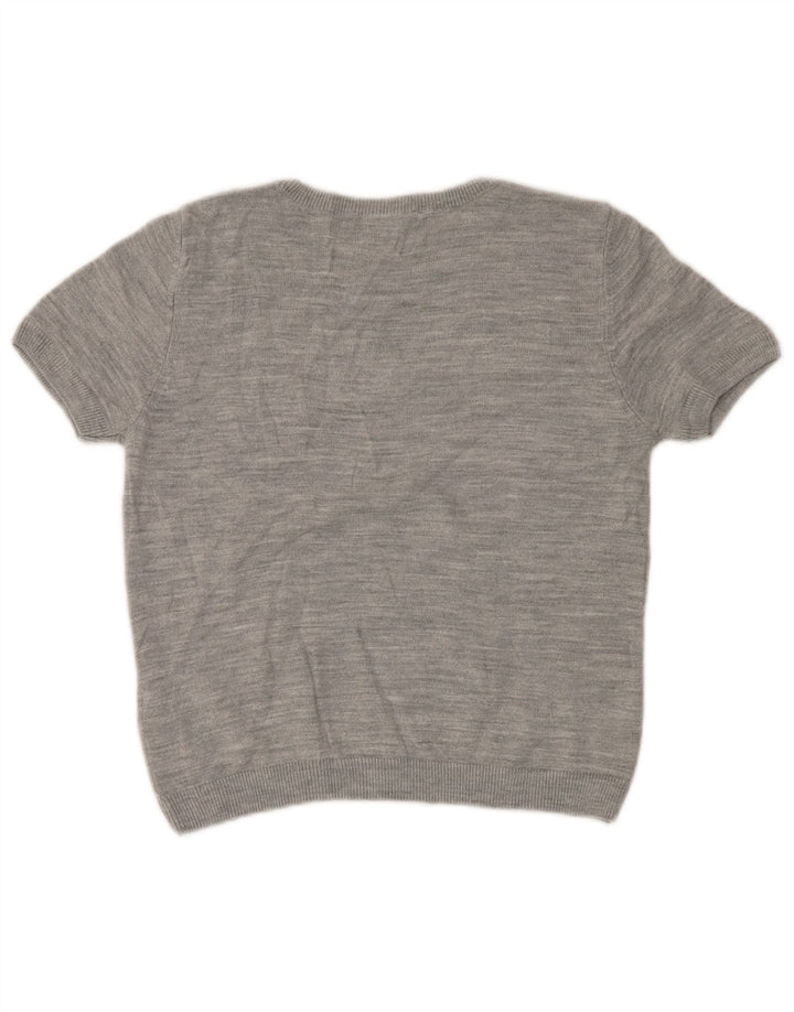 MARKS & SPENCER Pull court à col rond pour femme Gris moyen UK 12