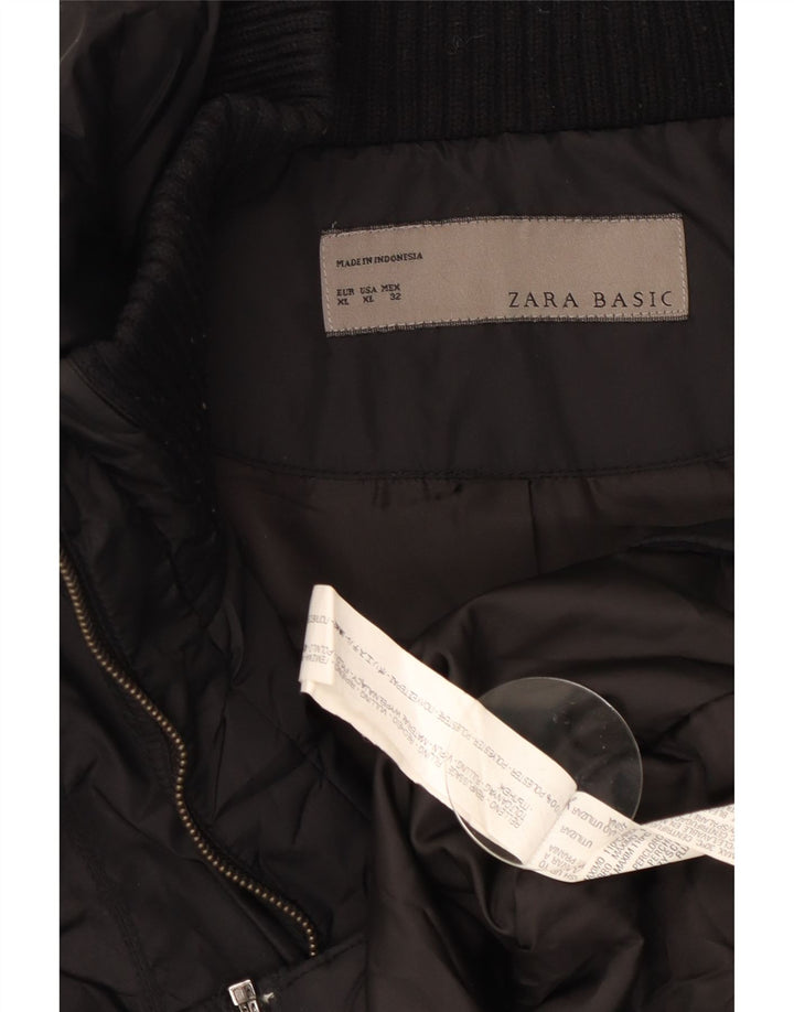 Zara Veste matelassée pour femme UK 18 XL Noir Polyester
