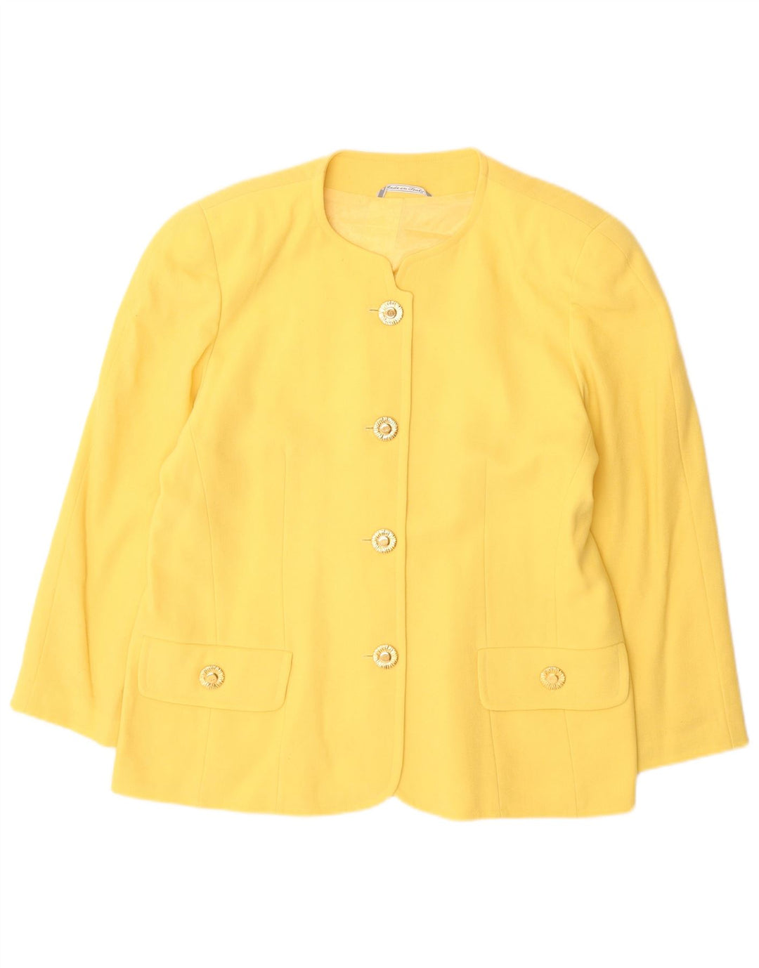 vintage Femme 4 Bouton Blazer Veste UK 16 Grand Jaune
