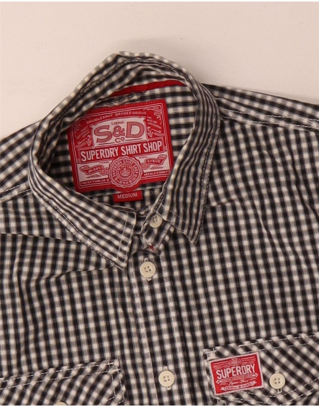 Superdry Chemise Homme Medium Black Gingham Cotton