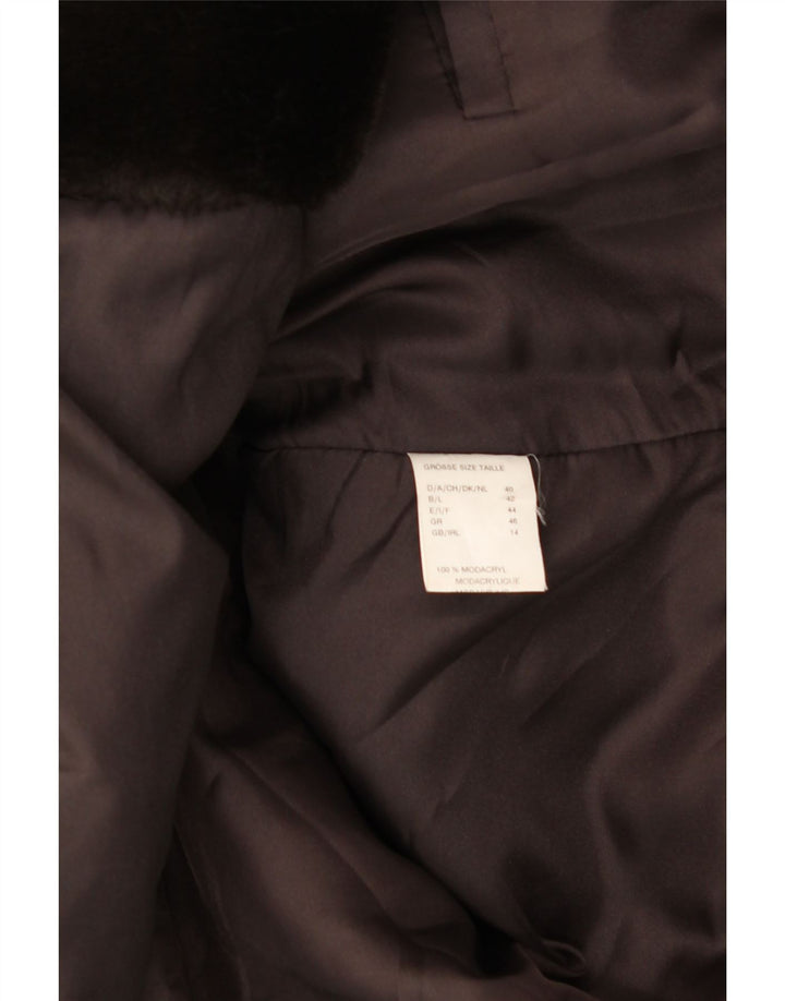 VINTAGE Womens Oversized Faux Fur Overcoat UK 14 Large Brown Polyester Vintage Vintage and Second-Hand Vintage from Messina Hembry 