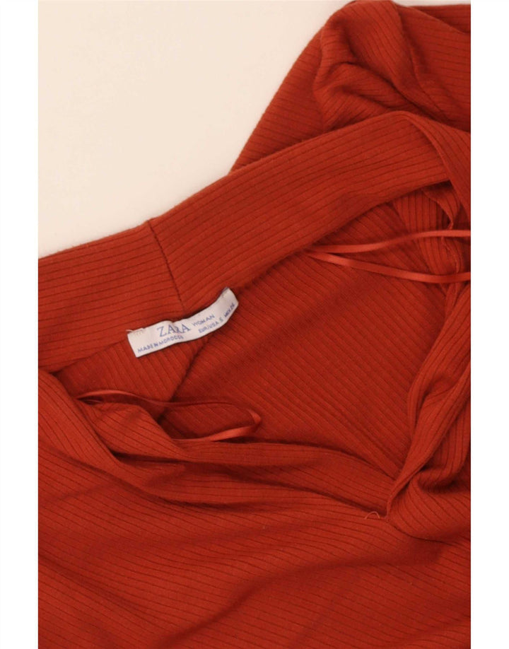 Zara Femme Chemisier Top UK 8 Small Orange