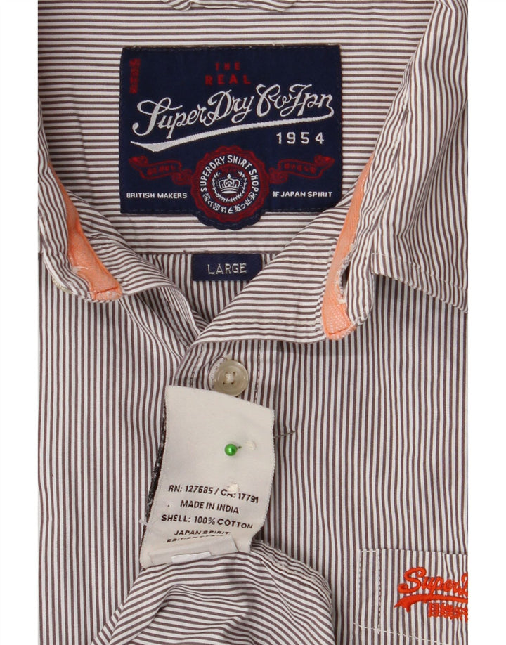 SUPERDRY Chemise Homme Large Gris Rayure Coton