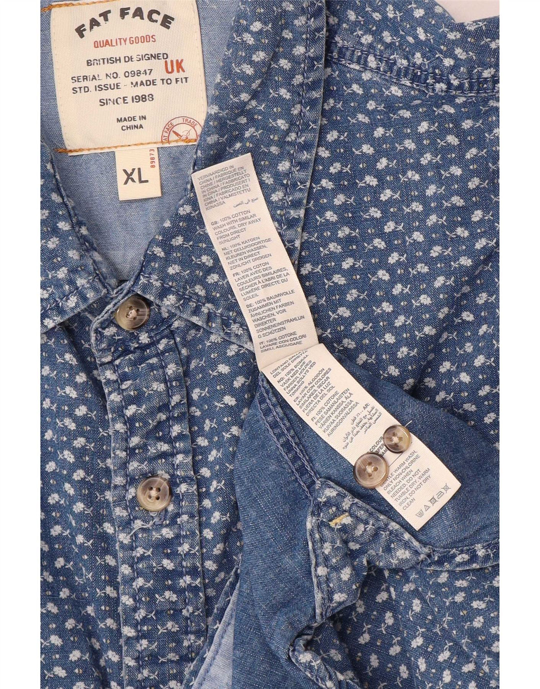 Chemise Fat Face Homme Coupe Regular XL Bleu Carreaux Coton
