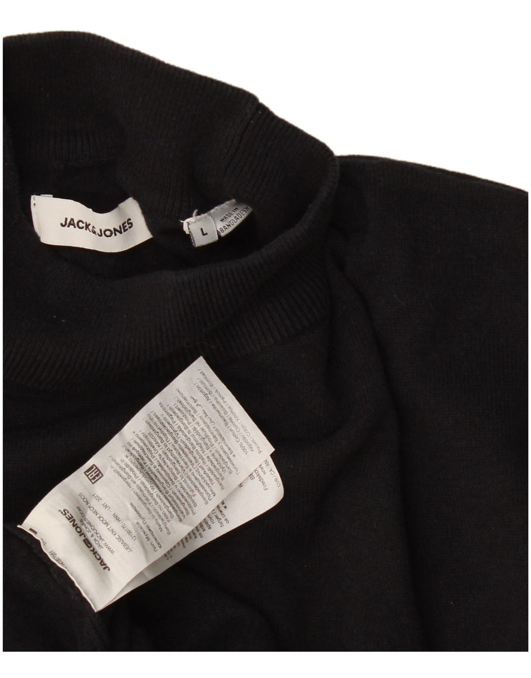 Jack & Jones Pull col roulé pour homme en coton noir Taille L
