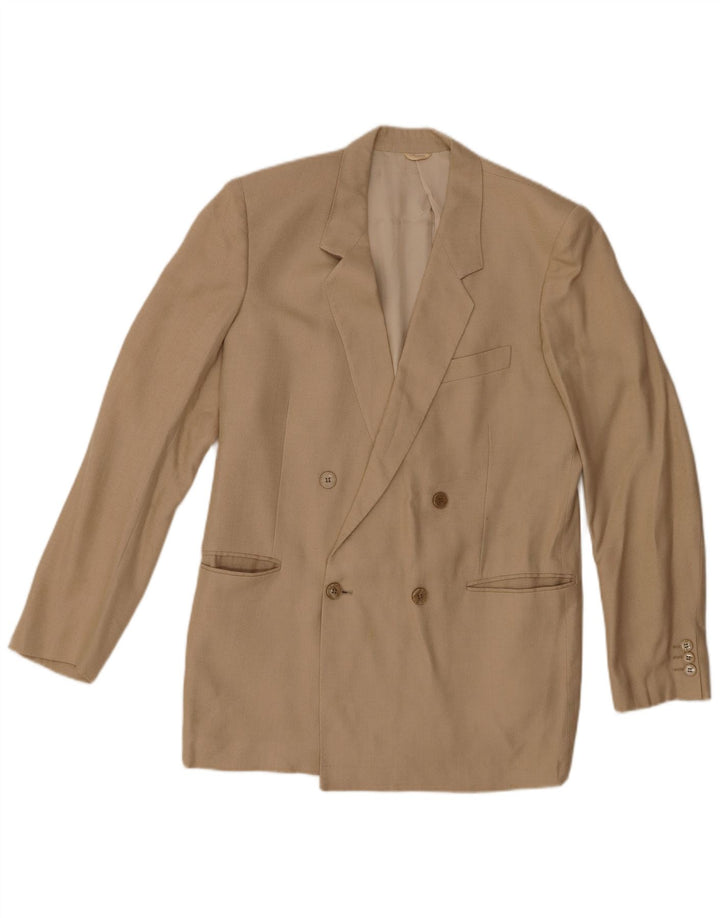 vintage Homme Double Breasted Blazer Veste UK 36 Petite Laine Brune