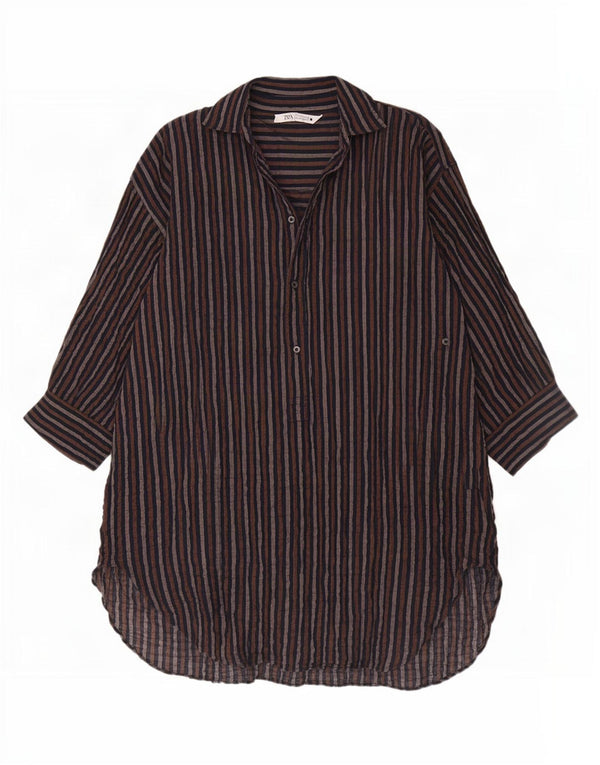 Zara Robe chemise surdimensionnée pour femme UK 6 XS à rayures multicolores