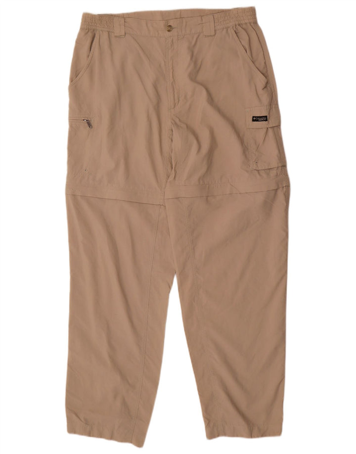 COLUMBIA Pantalon Cargo Droit Femme Large W32 L30 Beige Polyester