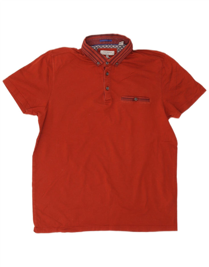 TED BAKER Polo Homme Taille 3 Coton Rouge Moyen