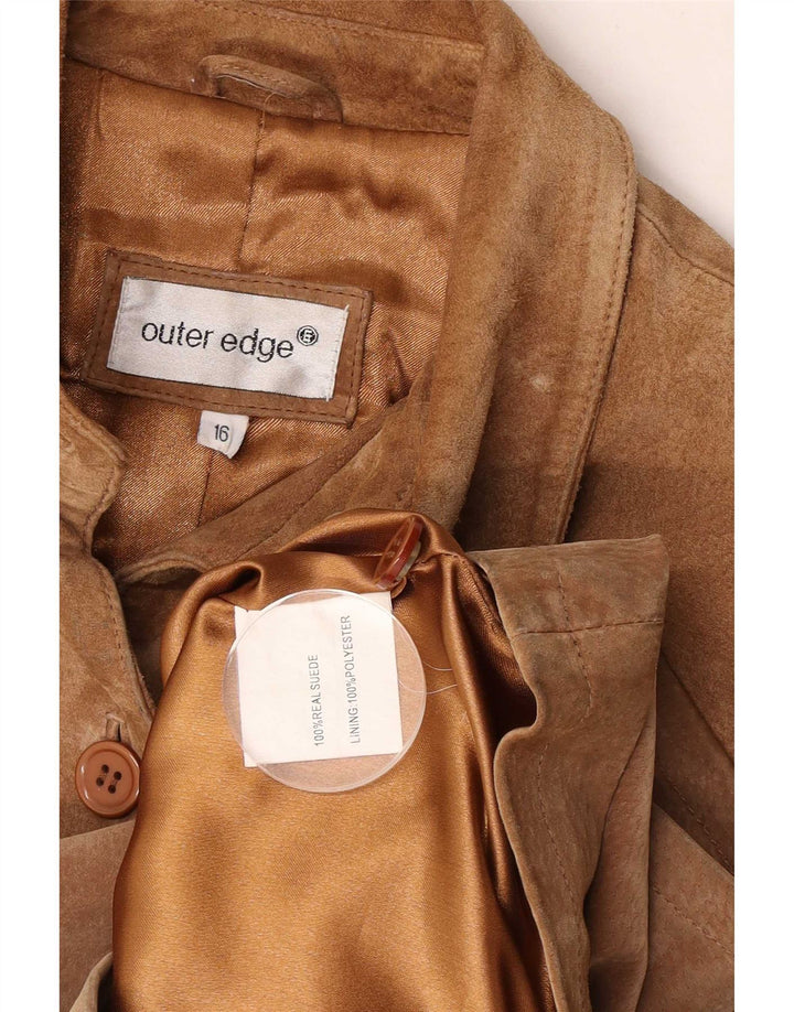 Outer Edge Veste en daim pour femme UK 16 Grand cuir marron