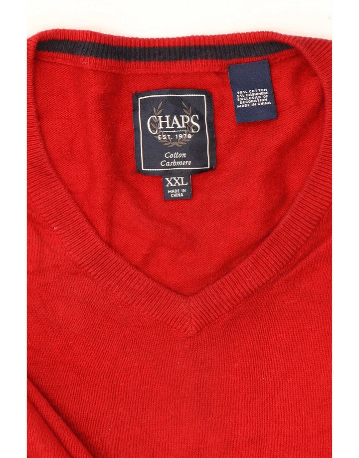 Chaps Pull col V homme 2XL Rouge Coton