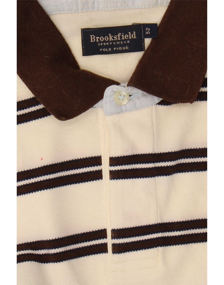 Brooksfield Polo Homme Taille 52 Grand Beige Rayé