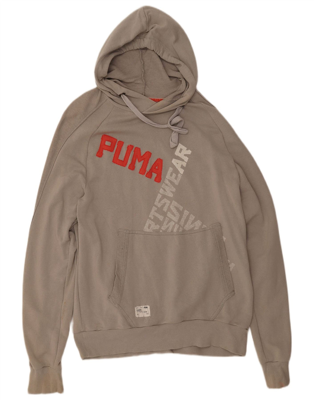 PUMA Pull à capuche graphique pour hommes, grand, gris, coton