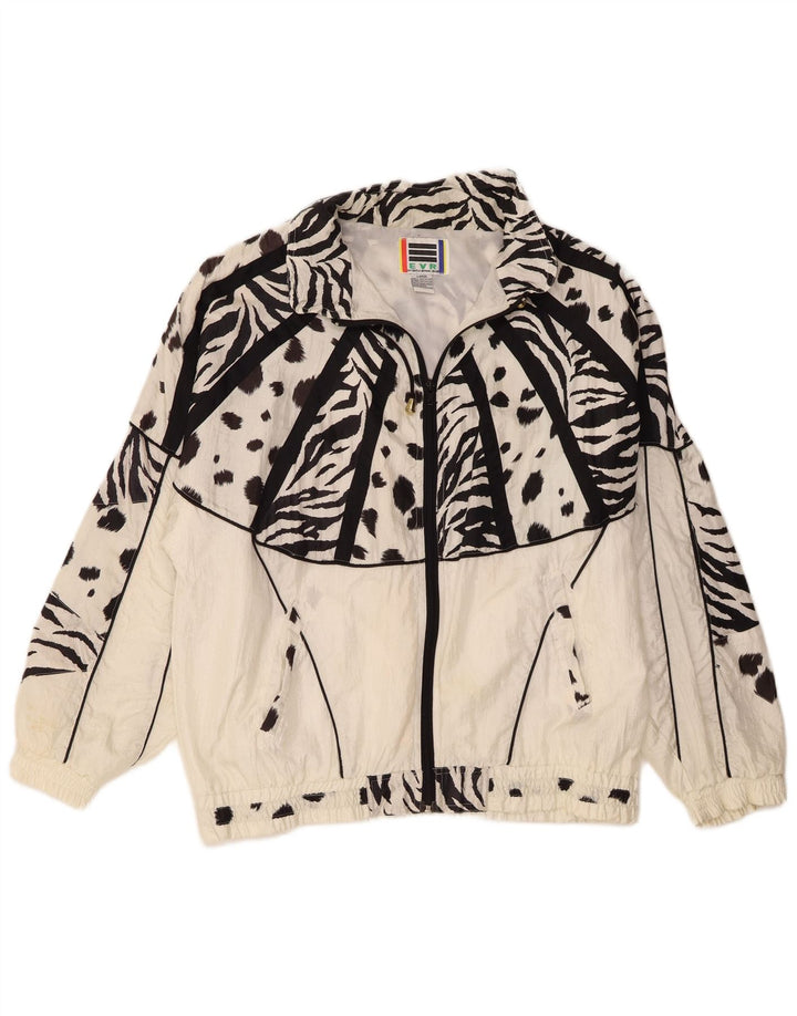 EVR Veste de survêtement surdimensionnée pour femme UK 16 Grand imprimé animal blanc