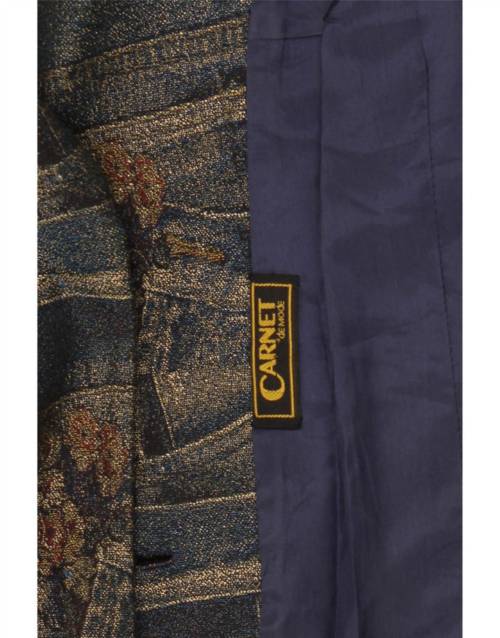 Carnet Veste Blazer 3 Boutons Femme UK 14 Moyen Bleu Marine Floral