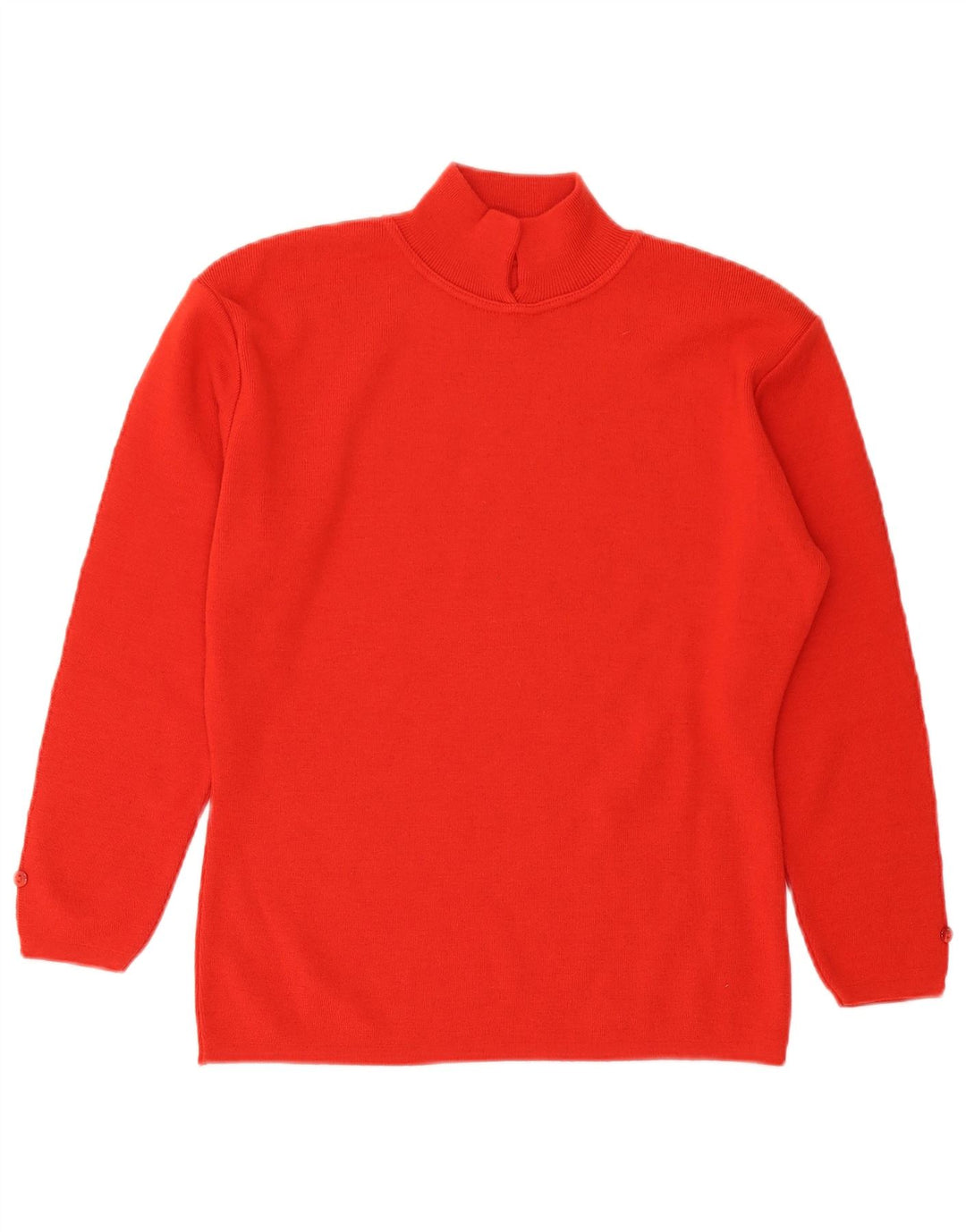 vintage Femme Turtle Neck Jumper Pull UK 14 Grande Laine Orange