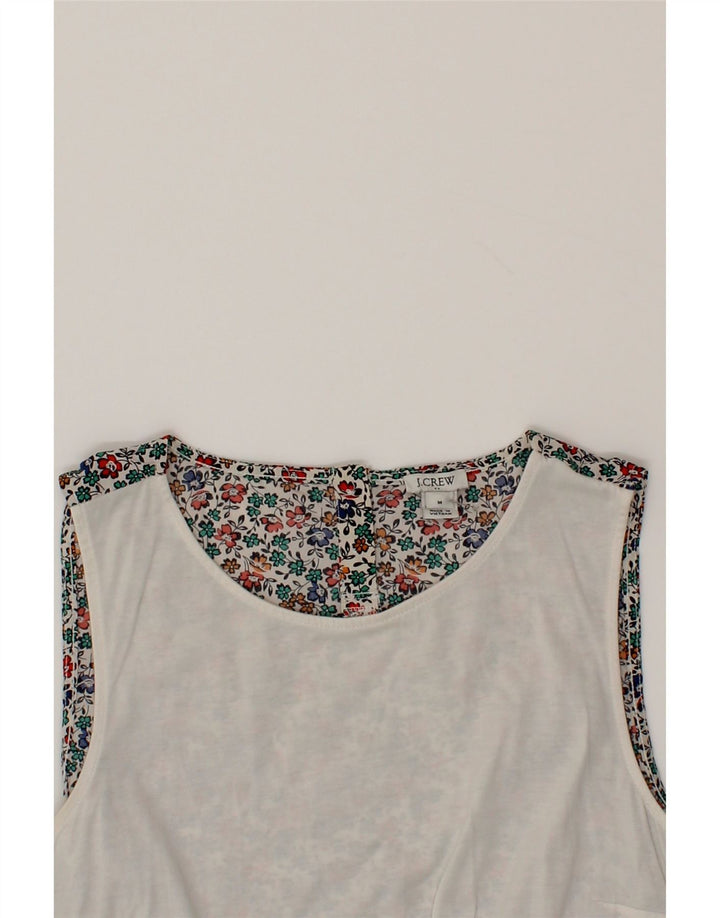 J. CREW Womens Vest Top UK 14 Medium Off White Floral Cotton Vintage J. Crew and Second-Hand J. Crew from Messina Hembry 