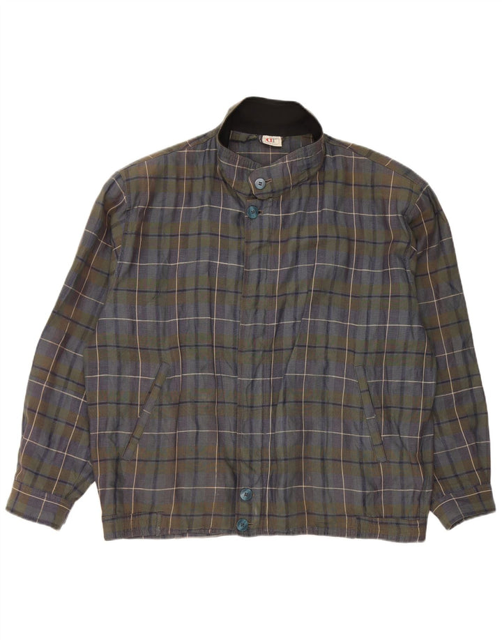 Belfe Veste Bomber Homme UK 40 Grand Carreau Bleu Marine