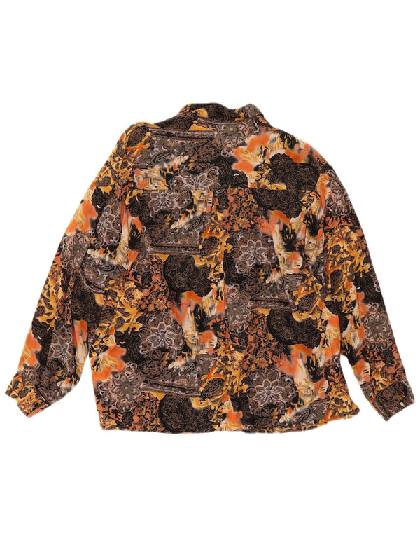vintage Femme Chemise Blouse UK 14 Grand Floral Multicolore