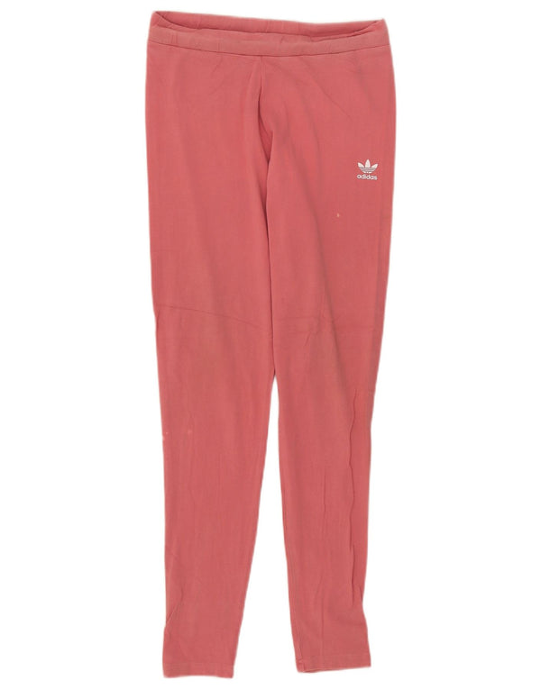 Adidas Womens Leggings UK 12 Medium Pink Cotton