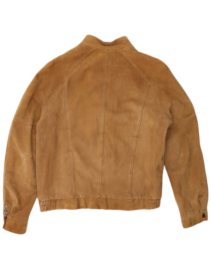 vintage Mens Suede Bomber Jacket IT 50 Grand Cuir Marron