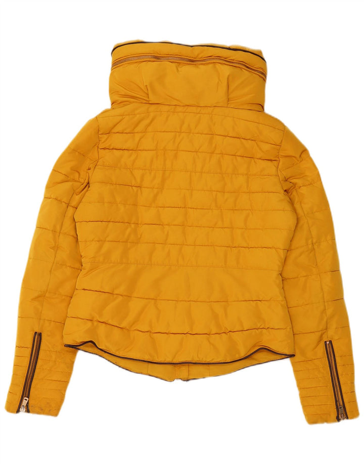 Zara Veste matelassée à capuche courte pour femme UK 10 Small Jaune Polyester