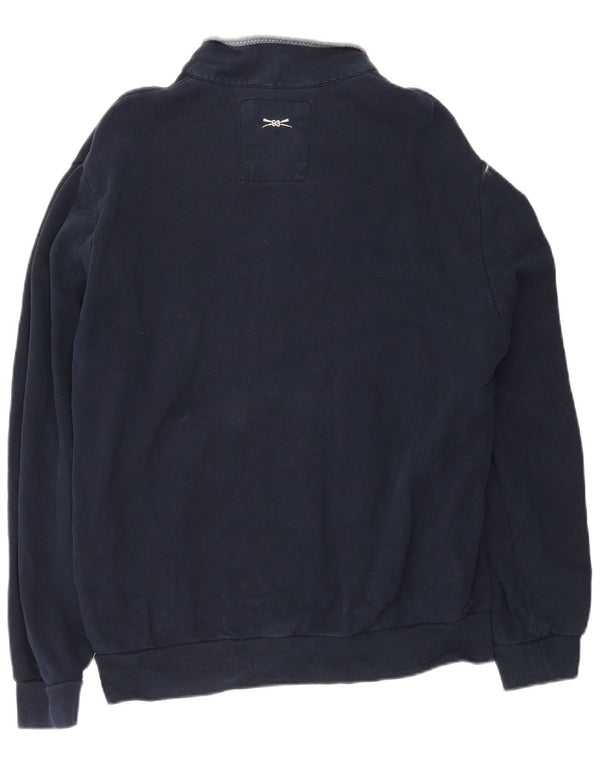 Crew Clothing Sweat-shirt col zippé pour homme XL en coton bleu marine