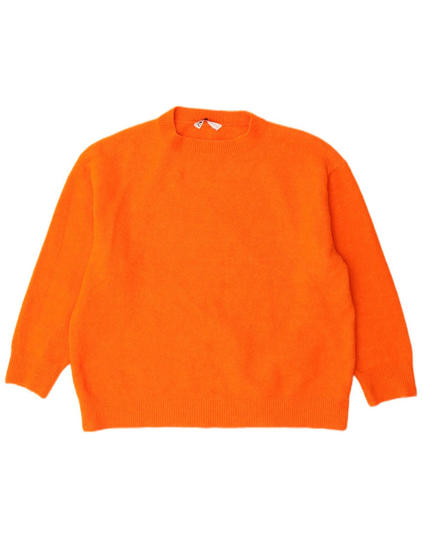 Zara Pull surdimensionné à col rond pour femme UK 14 Acrylique orange moyen
