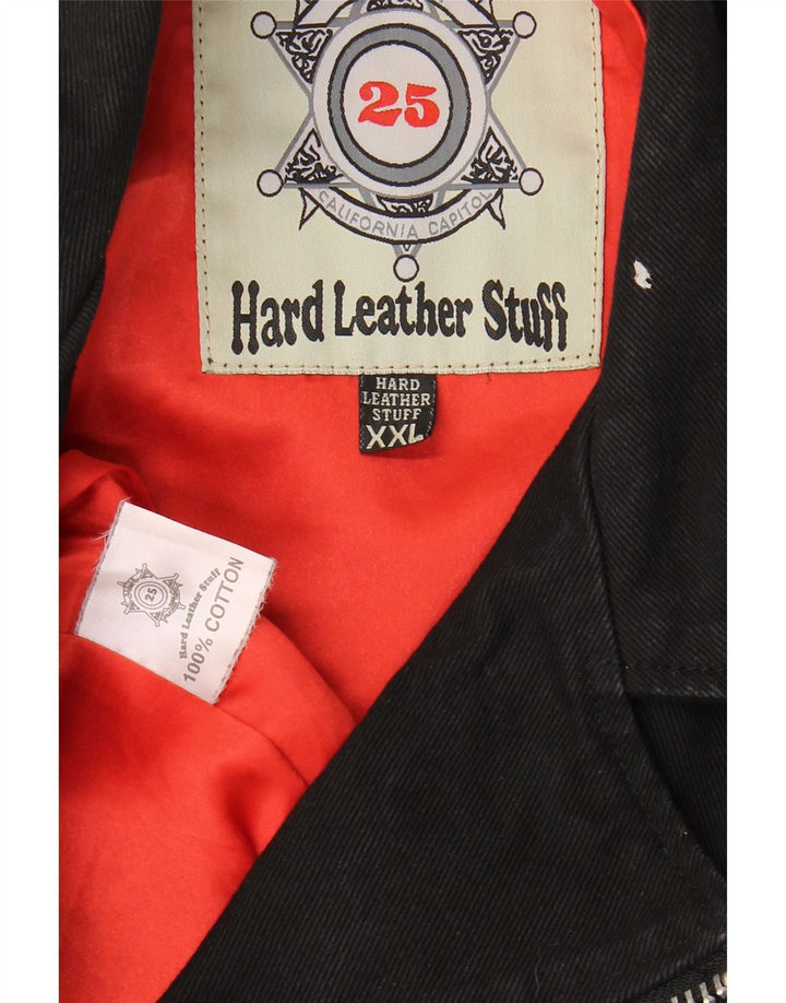Hard Leather Stuff Veste de motard courte pour femme UK 20 2XL Coton noir